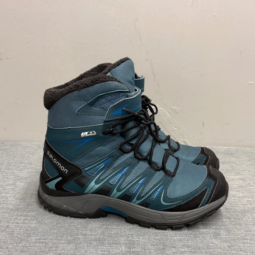 Salomon XA Pro Waterproof Boots Kids 4 Blue 398458 Insulated Winter Hiking